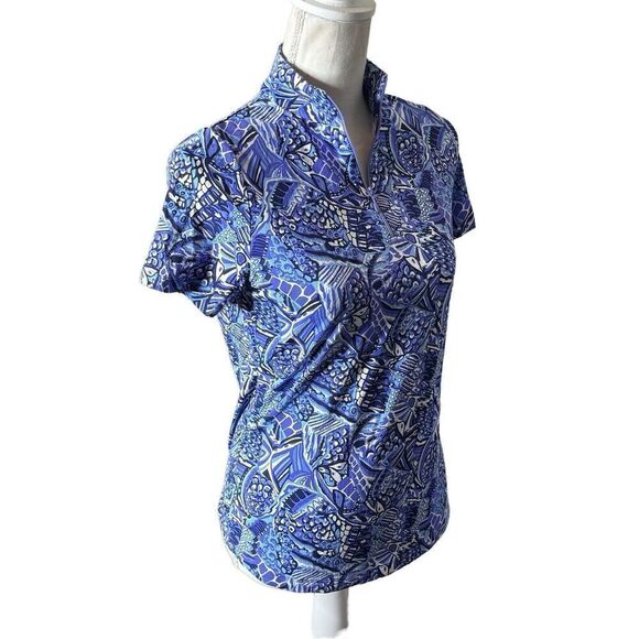 Ladies IBKUL KRISTA Plum Lavender Short Sleeve Mock Golf Shirt XS - Picture 2 of 7